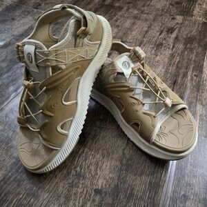 ONCAI Sport Sandals Women Size 9.5 Khaki Tan Excellent Bungee Platform Athletic